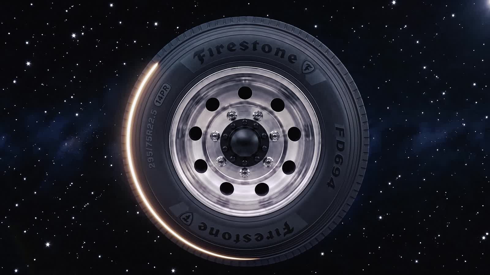 Firestone tire rendered as a hero product